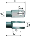 1023-GS part # 625, Clevis ends C8 — end fitting dimension drawing
