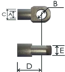 1023-GS part # 615.25, Eye ends E8.12 — end fitting dimension drawing