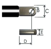 1028-EL part # 1618.5, Fixed eye end E28.0808: end fitting dimension drawing