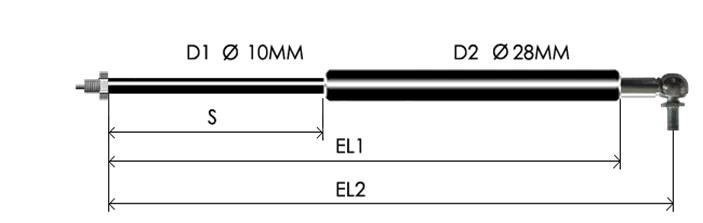 1028-EL part # 1638, Angle ball joint A10: assembled spring drawing