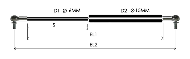 0615-GS part # 232, Angle ball joint ends A6: assembled spring drawing