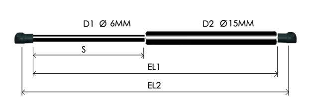 0615-GS part # 242, Nylon ball socket ends P6: assembled spring drawing