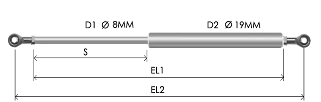 0819-STSL part # 467N, Rod end bearings RB8N: assembled spring drawing