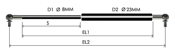 0823-GS part # 535, Angle ball joint ends A8: assembled spring drawing