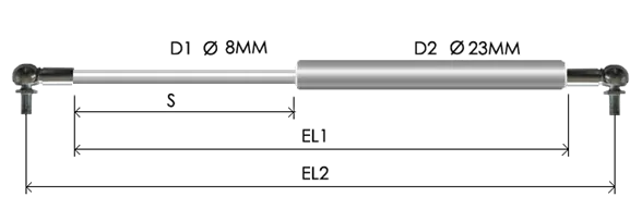 0823-STSL part # 535.1N, Angle ball joint ends A8.1N — assembled spring drawing