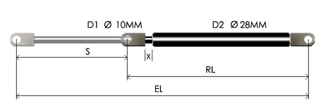 1028-GTD part # 677.1, Eye ends E8: assembled spring drawing
