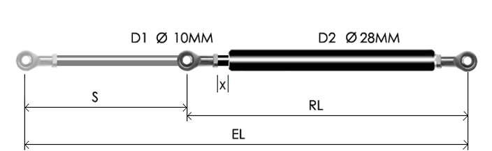 1028-GTD part # 677.12, Rod end bearing RB8: assembled spring drawing