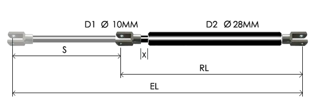 1028-GTD part # 677.2, Clevis ends C8: assembled spring drawing