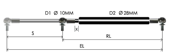 1028-GTD part # 677.3, Angle ball joint ends A8: assembled spring drawing
