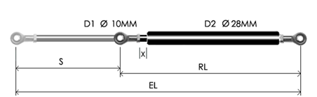 1028-GTD part # 678.12, Rod end bearing RB10: assembled spring drawing