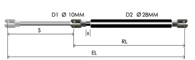 1028-GTD part # 678.2, Clevis ends C10: assembled spring drawing