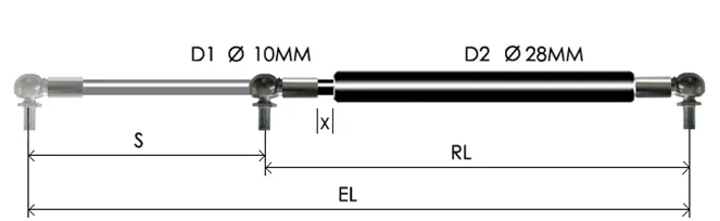 1028-GTD part # 678.3, Angle ball joint ends A10: assembled spring drawing