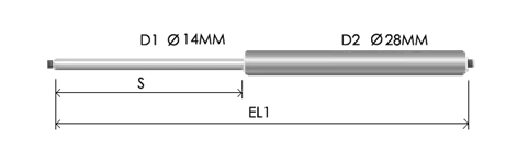 1428-STSL part # 807N, Threaded ends M10x1.50: assembled spring drawing