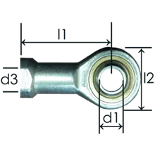 1023-GS part # 667, Rod end bearings RB8 — end fitting dimension drawing