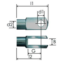 Clevis end fittings DIN71752 or similar, steel zinc plated 1